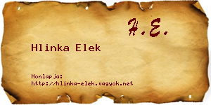 Hlinka Elek névjegykártya